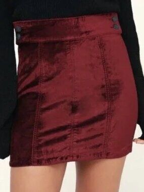 Free People Retro Red Velvet Kimora Mini Skirt  31